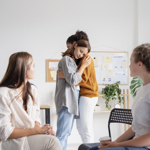 Group therapy helps to deal with loneliness via self-connection and connection to others. 